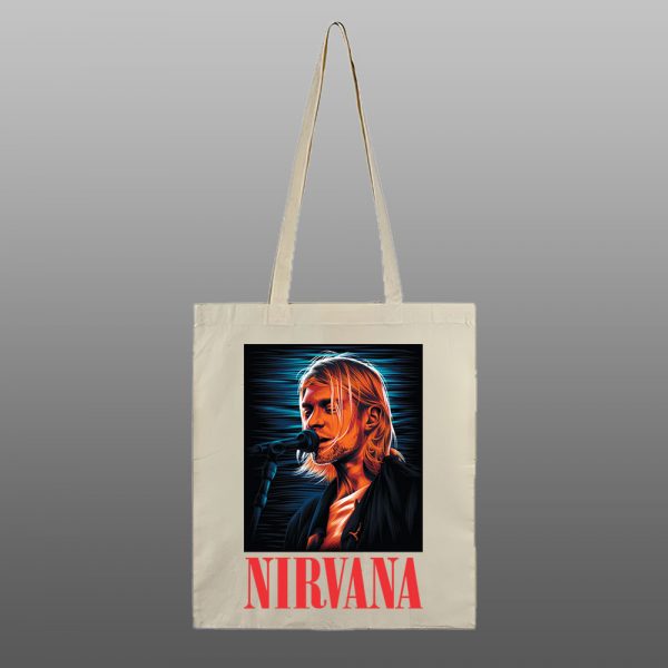 NIRVANA Kurt Cobein 1 – beli/natur ceger sa štampom - Image 2